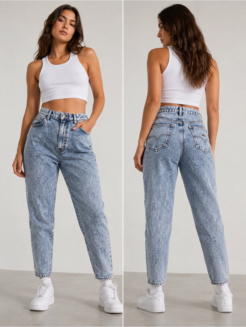 Vintage Chic Acid Wash Mom Jeans Women Size 20 Tall Blue USA Run Small